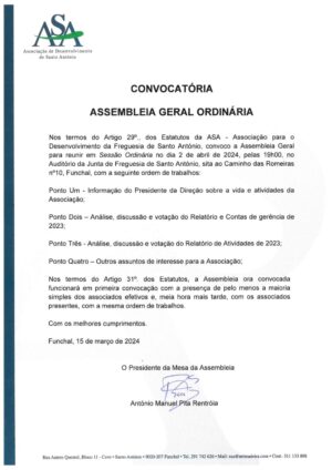 AG – Aprovação das contas 2023
