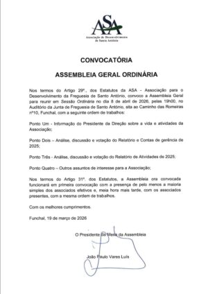 Assembleia-geral para aprovação das contas de 2025