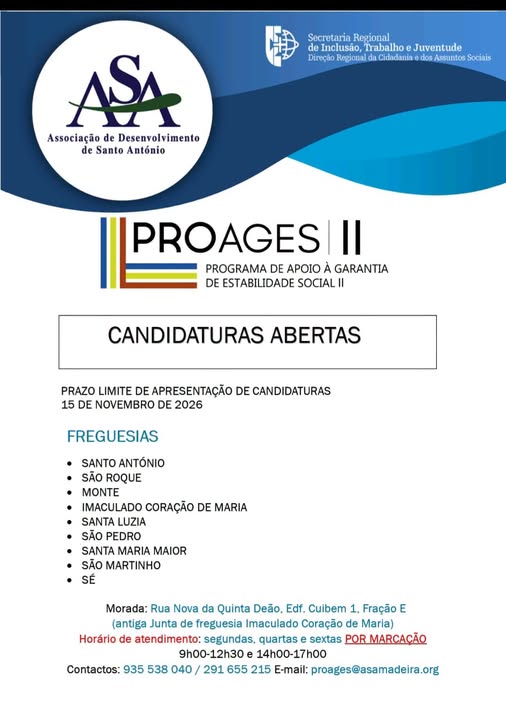 Cartaz PROAGES II – Candidaturas abertas até 15 de novembro de 2026